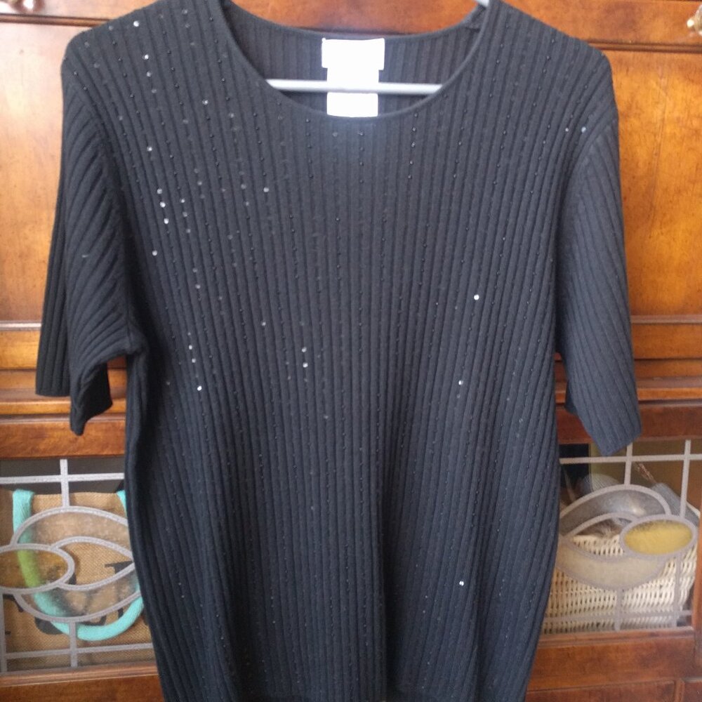 Black BASLER Top 75% Silk 25% Cashmere with Sequin
